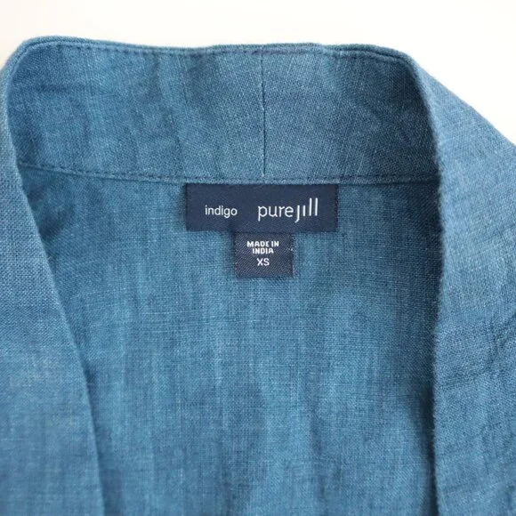 J.Jill Pure Jill Indigo Chambray Linen Open Jacket | XS - Picture 3 of 6